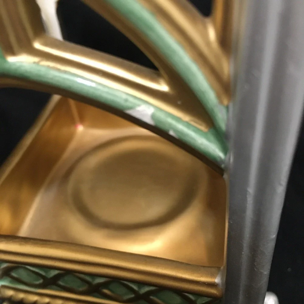 FITZ and FLOYD TEA LITE CANDLE HOLDER Green silver and gold